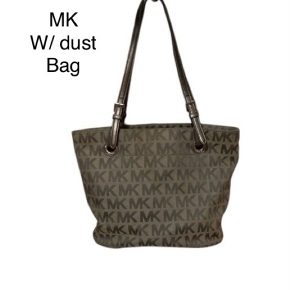 Michael Kors Handbags - Michael Kors signature shoulder bag tote with dust bag MK LOGO SHOULDERBAG  GREY